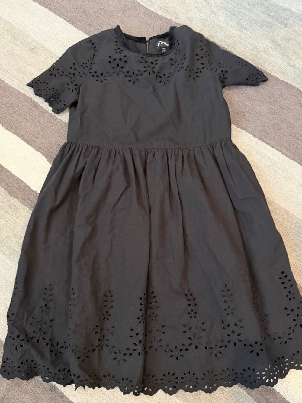 Kids Black Eyelet Cotton Dress - Brand